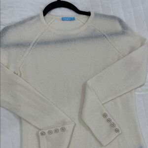 Cream Long Sleeve Sweater with Button Cuffs